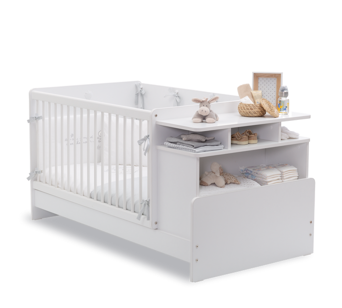 Verwandelbares Babybett Weiß  (70x110cm)
