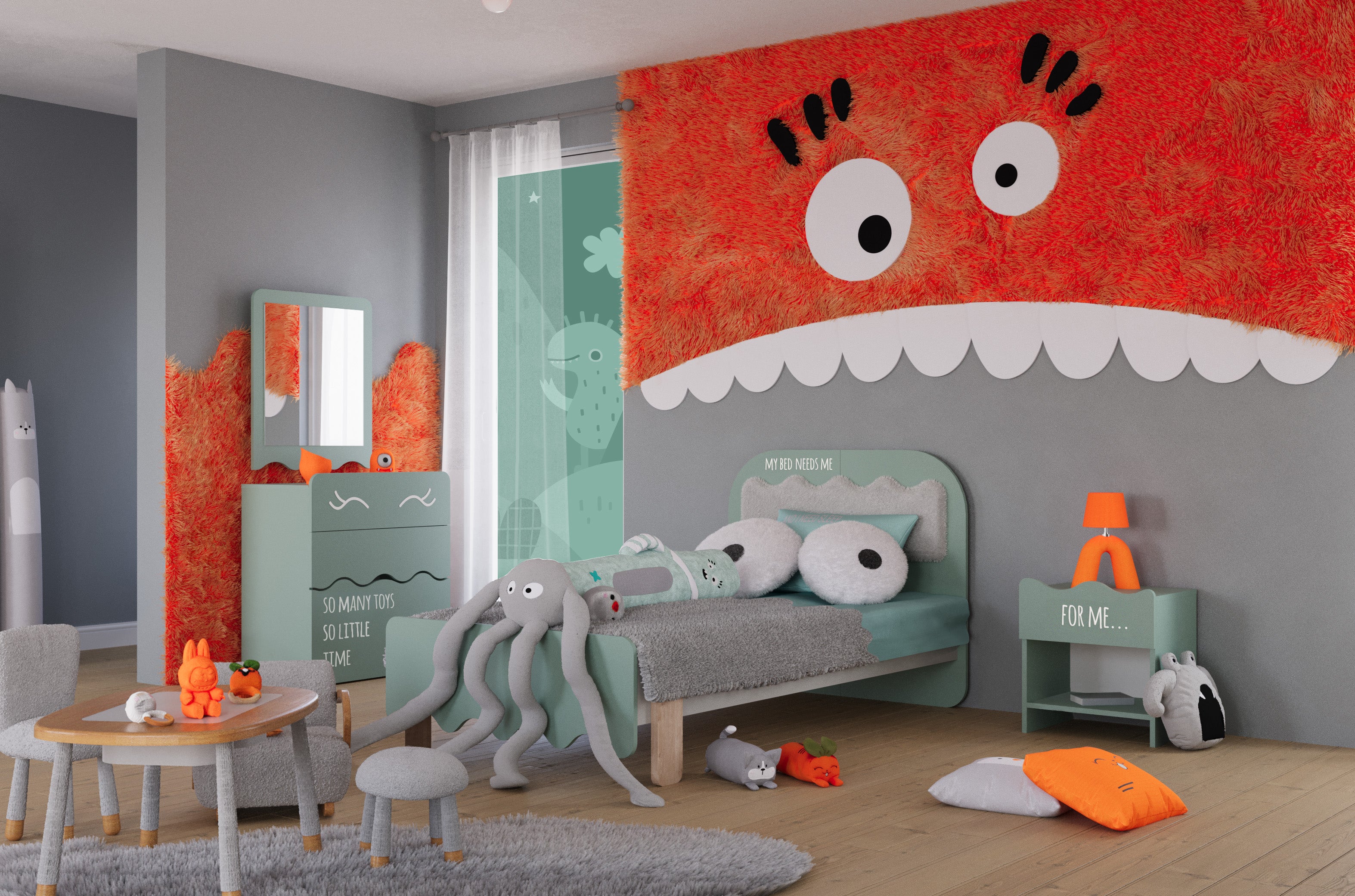 Kommode LOOK mit Spielzeugkiste in Mint