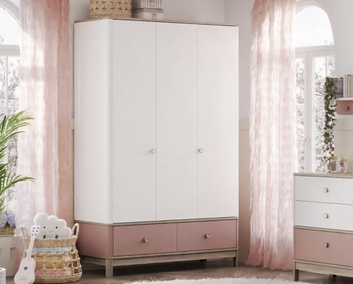Newjoy Bono pink Kleiderschrank, 3-trg. – Kinder Komfort