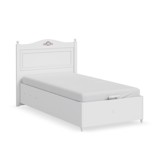 Rustic White Base Bett (120x200 cm)