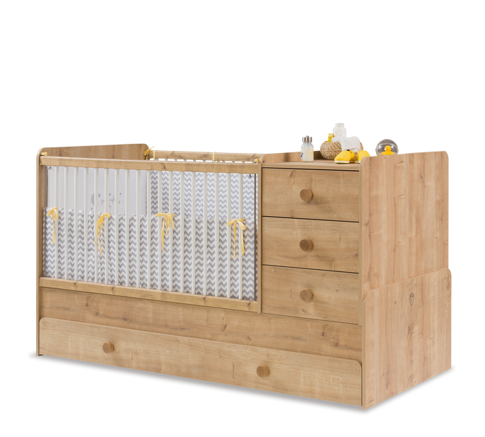 Mitwachsendes Babybett Mocha (mit Elternbett)