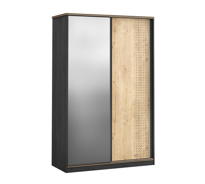 Kleiderschrank mit Schwebetüren und Spiegel Black